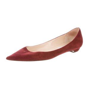 Jimmy Choo burgundy Suede Pointed-Toe Ballet Flats